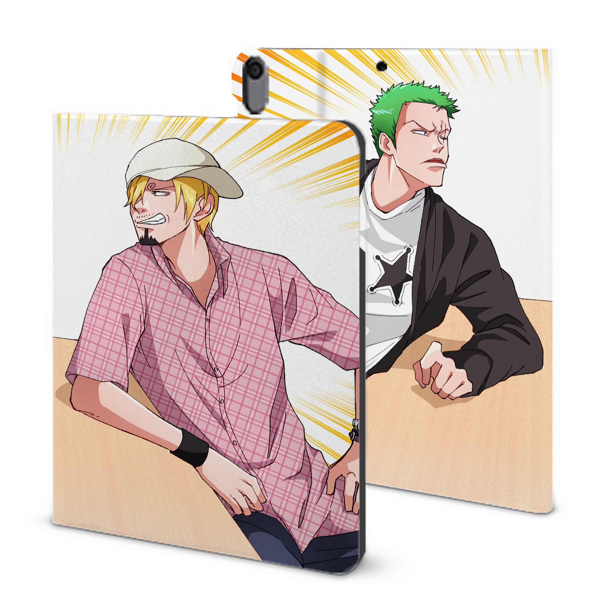 ワンピース ONE PIECE IPad ケース ブック型 PUレザー TPU 耐衝撃 軽量 薄型 ペン収納なし 全面保護 IPad 各モデル対応